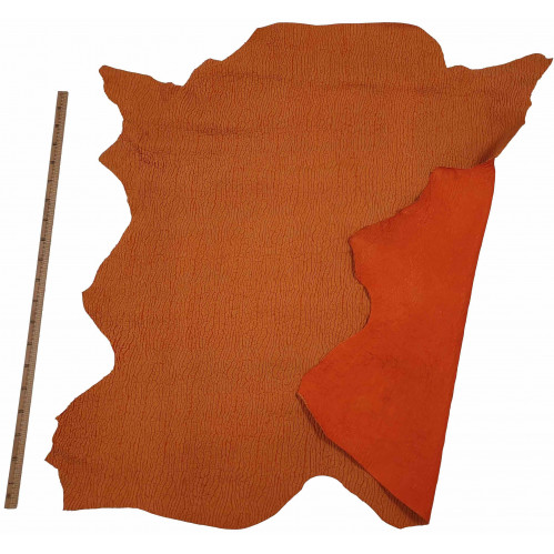 Veau Gaufré Fantaisie Orange - Épaisseur  1,5 mm