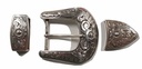 Boucle de ceinture - 3 pièces-  Western - Argent Vieilli -25 mm