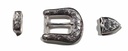 Boucle de ceinture 3 pièces Western - Argent Vieilli - 25 mm