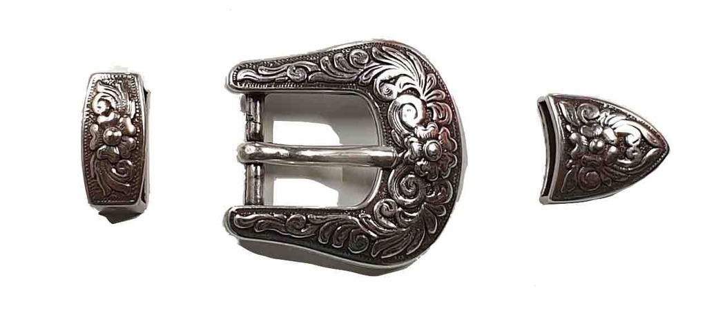 Boucle de ceinture 3 pièces Western - Argent Vieilli - 20 mm