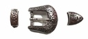 Boucle de ceinture 3 pièces Western - Argent Vieilli - 20 mm