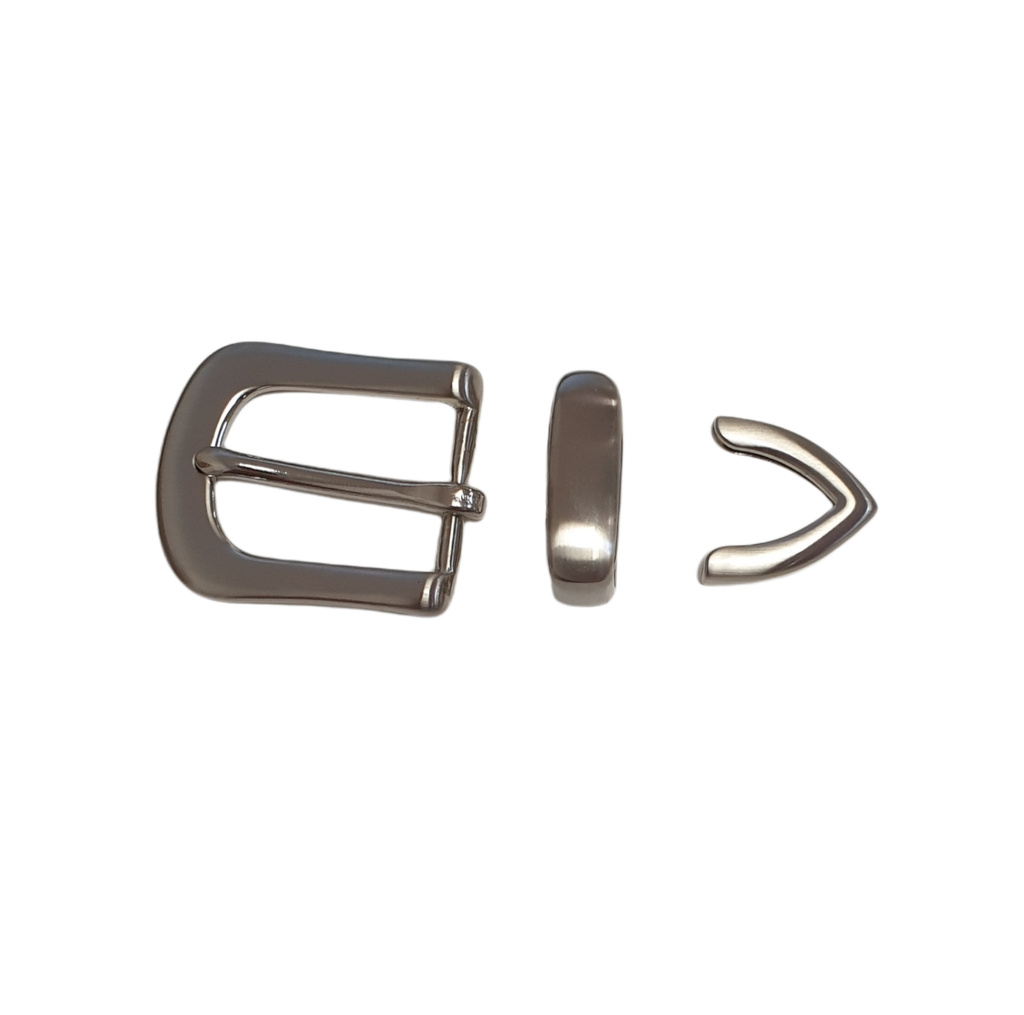 Boucle de ceinture 3 pièces - Laiton massif argent brossé - 25mm
