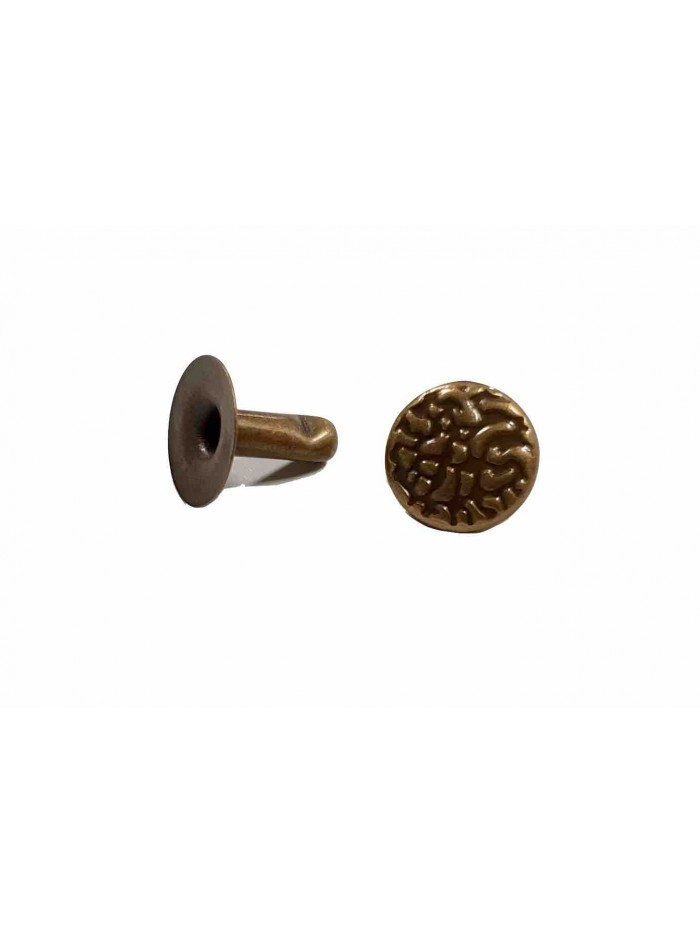 Lot de 100 Rivets Simple Calotte - Laiton Vieilli  - Texturés - 7 x 7 mm  - SANS NICKEL - IVAN