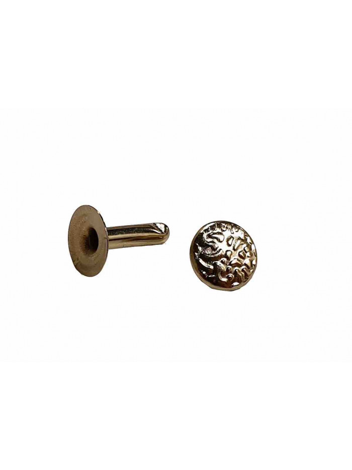 Lot de 100 Rivets Simple Calotte - Dorés - Texturés - 7 x 7 mm  - SANS NICKEL - IVAN