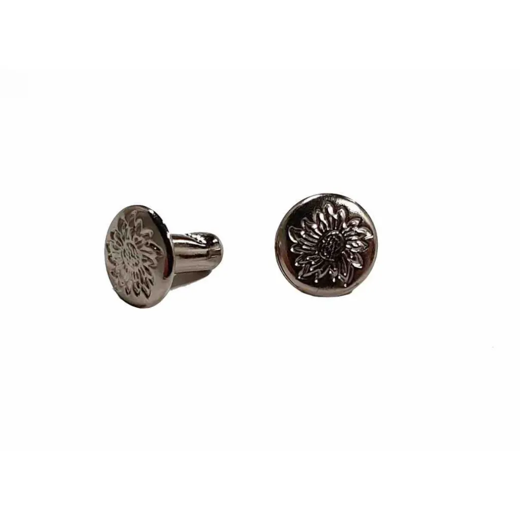[RIVET-IV-1360-32] Lot de 30 Rivets Double Calotte - Argentés - Fleur - 7 x 7 mm  - SANS NICKEL - IVAN