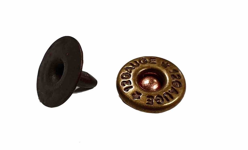 Lot de 10 Rivets Simple Calotte - Cartouche/Balle Cuivre - 9 x 6 mm - SANS NICKEL - IVAN