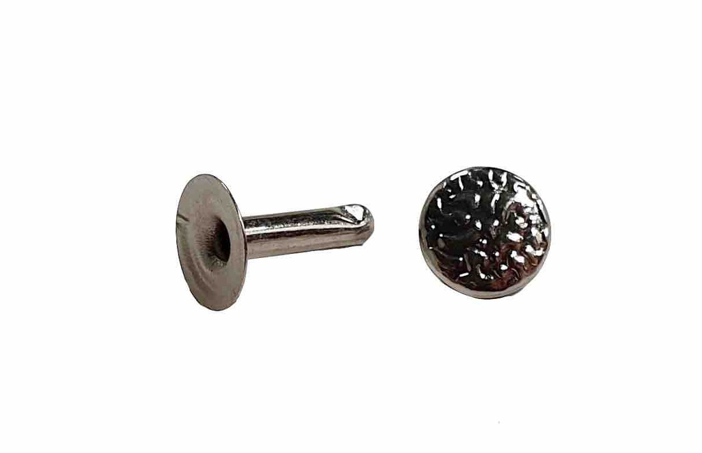 Lot de 100 Rivets Simple Calotte - Argentés - Texturés - 9 x 12 mm  - SANS NICKEL - IVAN