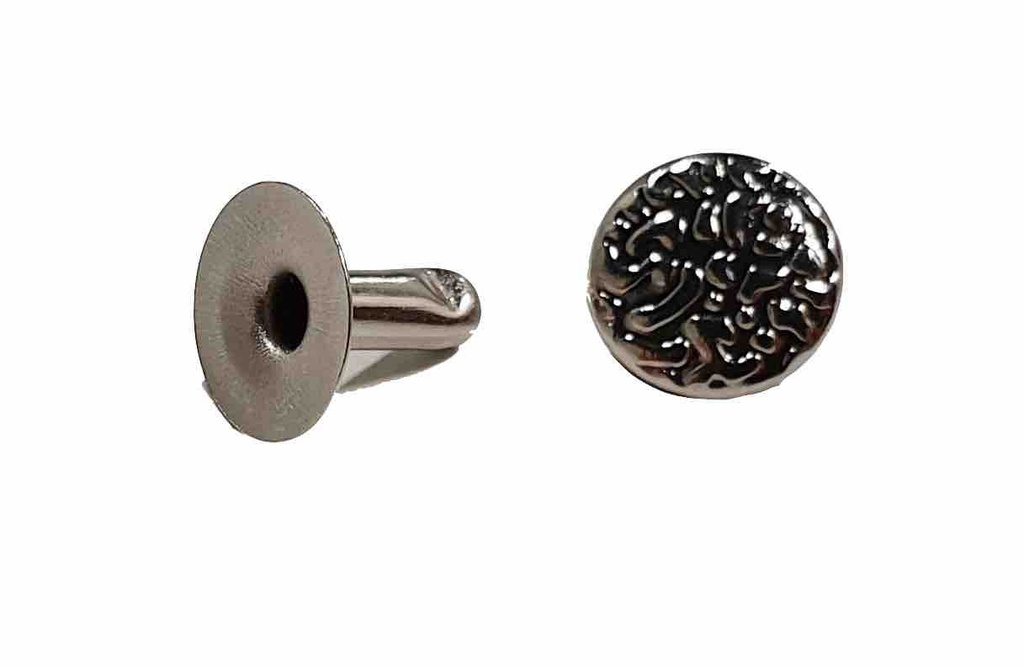 Lot de 100 Rivets Simple Calotte - Argentés - Texturés - 9 x 9 mm  - SANS NICKEL - IVAN
