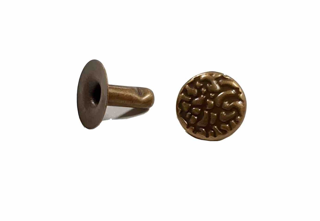 Lot de 100 Rivets Simple Calotte - Laiton Vieilli - Texturés - 9 x 9 mm  - SANS NICKEL - IVAN