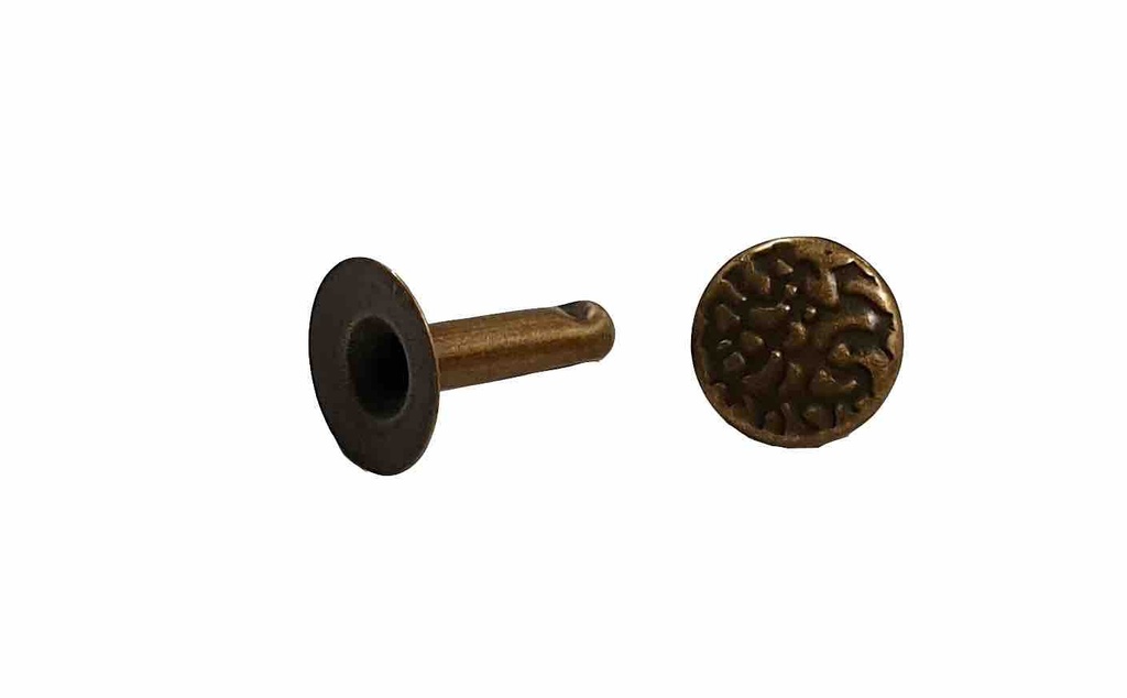 [1275-36] Lot de 20 Rivets Simple Calotte - Laiton Vieilli - Texturés - 9 x 12 mm  - SANS NICKEL - IVAN