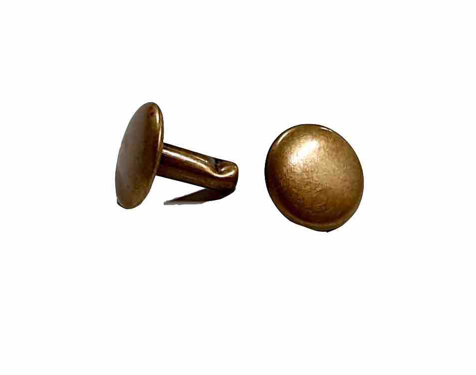 Lot de 100 Rivets Double Calotte - Laiton Vieilli - 9 x 9 mm - SANS NICKEL - IVAN
