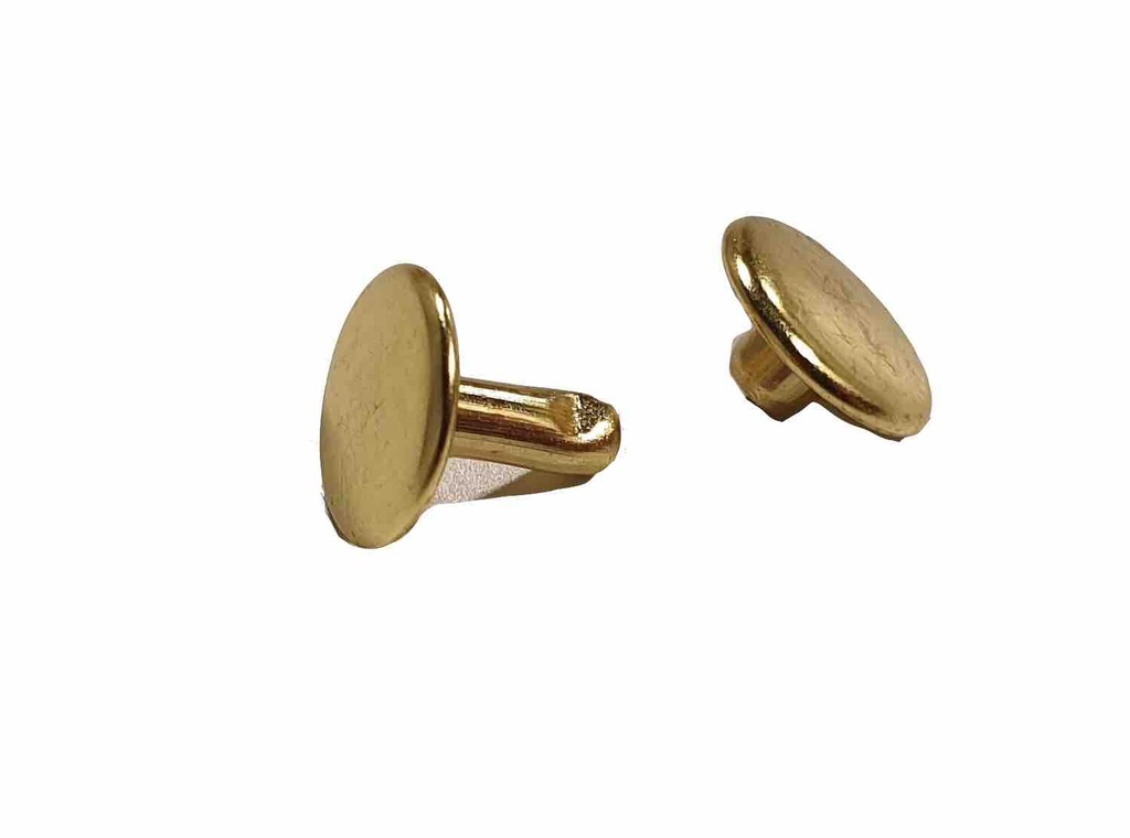 [RIVDOUCAL-1381-11] Lot de 100 Rivets Double Calotte - Laiton Massif Dorés - 9 x 8 mm - SANS NICKEL - IVAN