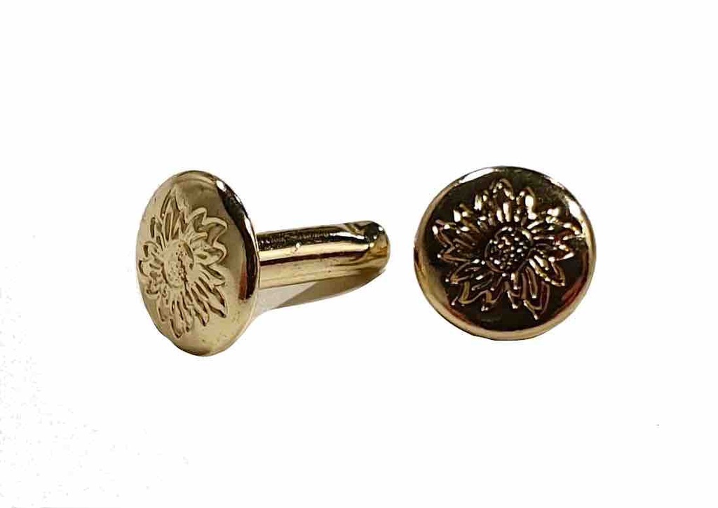 [RIVET-IV6-1362-31] Lot de 30 Rivets Double Calotte -  Dorés - Fleur - 9 x 12 mm  - SANS NICKEL - IVAN