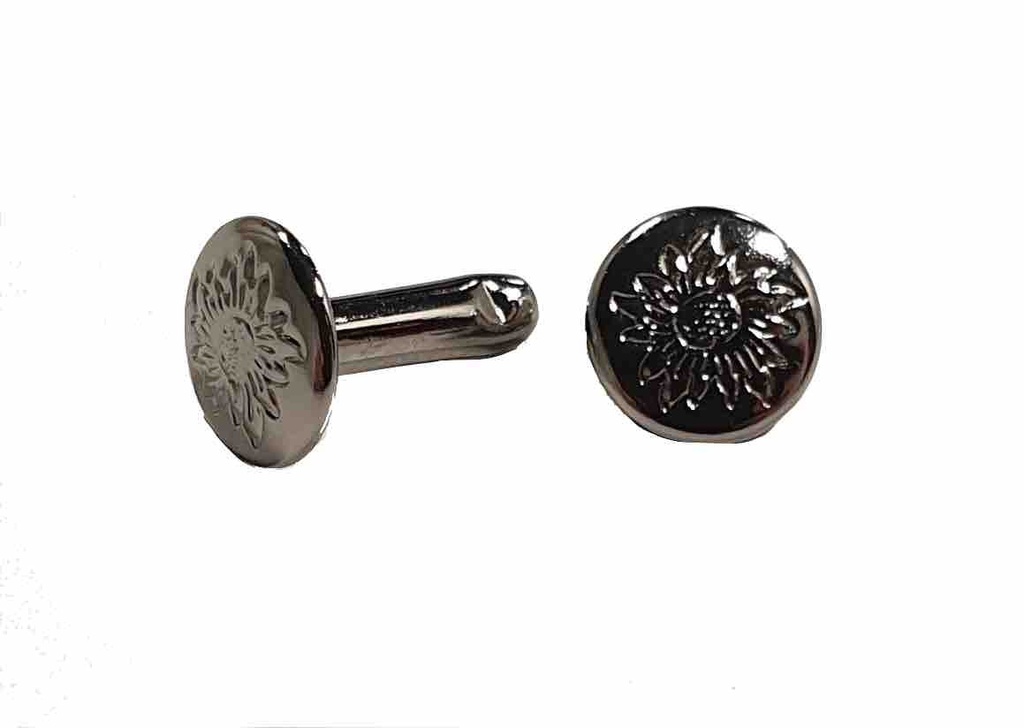 Lot de 30 Rivets Double Calotte - Argentés - Fleur - 9 x 12 mm  - SANS NICKEL - IVAN