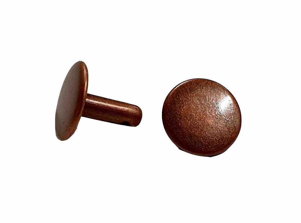 [RIVDOUCAL-1375-84] Lot de 100 Rivets Double Calotte - Cuivre - 13 x 12 mm - SANS NICKEL - SANS NICKEL - IVAN
