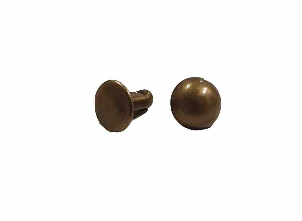 Lot de 100 Rivets Domes - Laiton Vieilli - 7 x 7 mm - SANS NICKEL