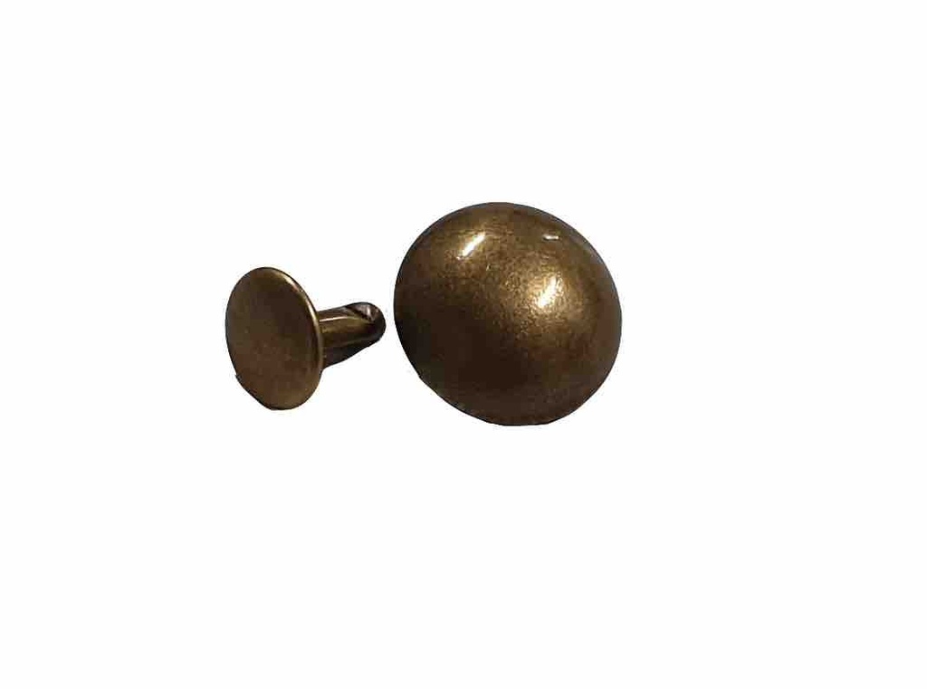 Lot de 100 Rivets Domes - Laiton Vieilli - 15 x 7 mm - SANS NICKEL