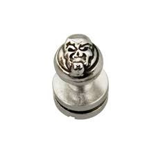 [11310-50] BOUTON de COL - T2 - Laiton MASSIF - SKULL Argenté - À VIS