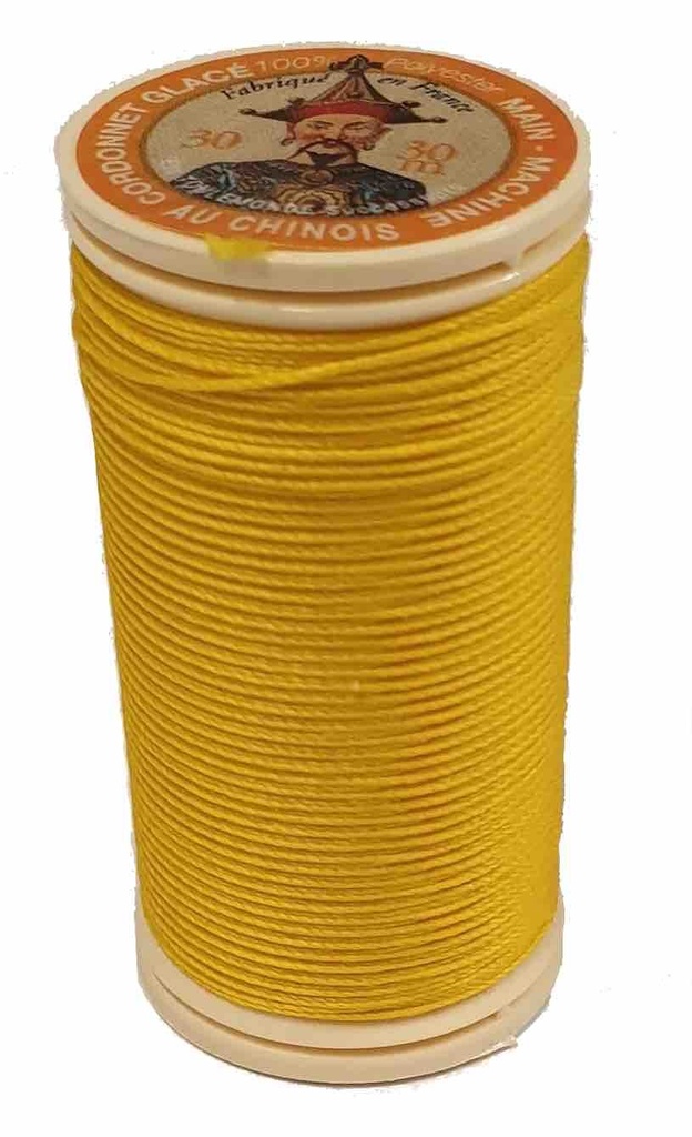 [FILCORDONET350JAUNE] Fil Cordonnet Polyester Glacé Jaune N°350 - 30 Mètres
