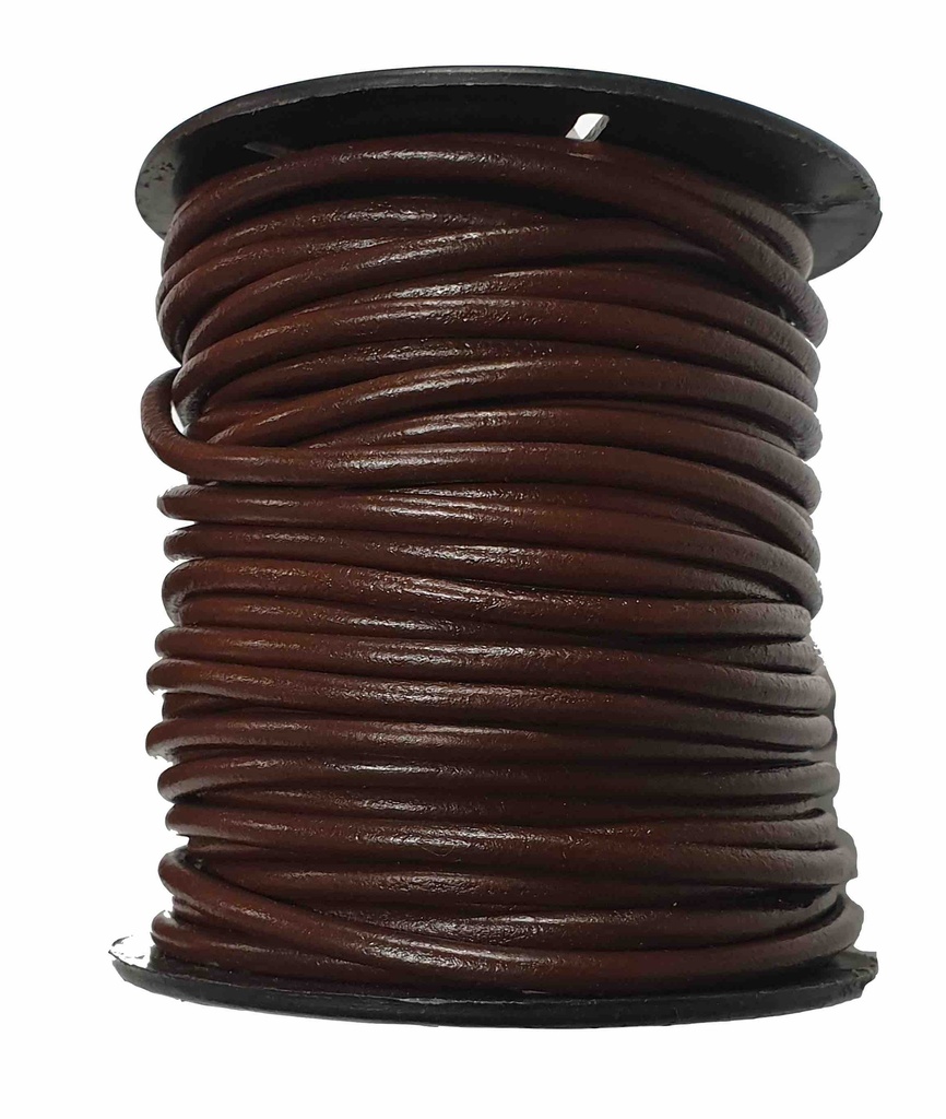 [LACETRONDRL.BR.4-001] LACET ROND - MARRON - 4mm - BOBINE 25 mètres