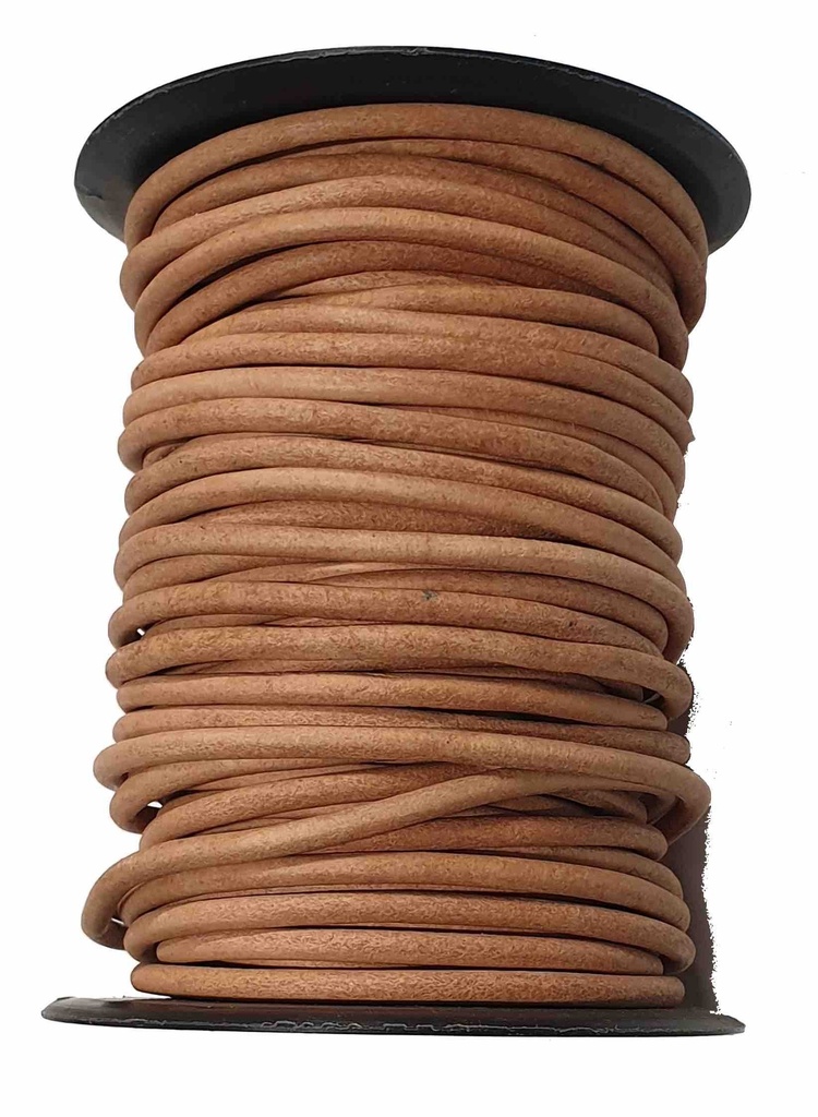 [LACETRONDRL.NT.4-001] LACET ROND - NATUREL - 4mm - BOBINE 25 mètres