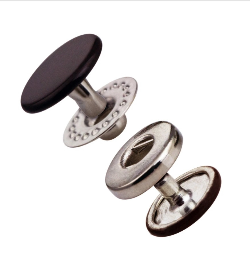 10 Boutons Pressions à Ressort (Type Français) - Marrons - Diamètre 10 mm