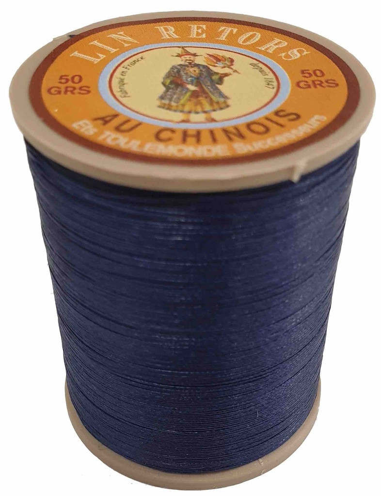 Fil de Lin Retors Extra Glacé N°40 Bleu Roy 678 - 350 Mètres