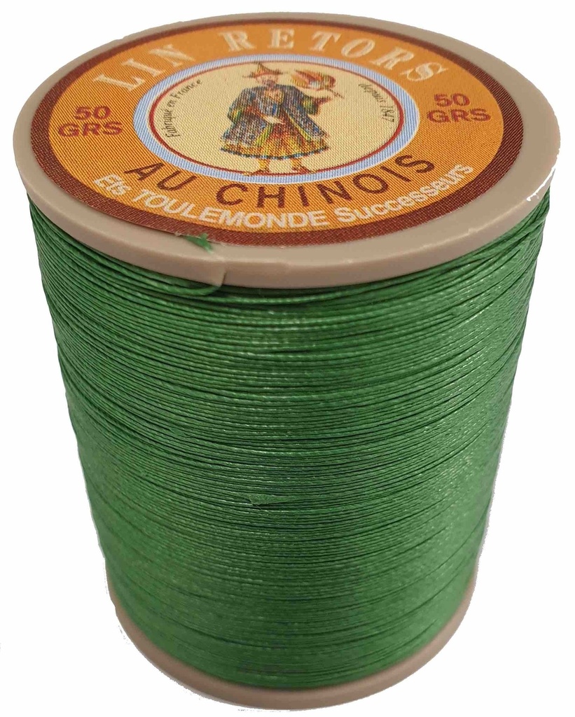 [MERFILRET40VEVIF866] Fil de Lin Retors Extra Glacé N°40 Vert Vif 866 - 350 Mètres