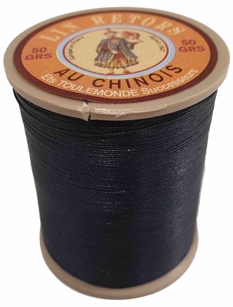 Fil de Lin Retors Extra Glacé N°40 Marine 650 - 350 Mètres