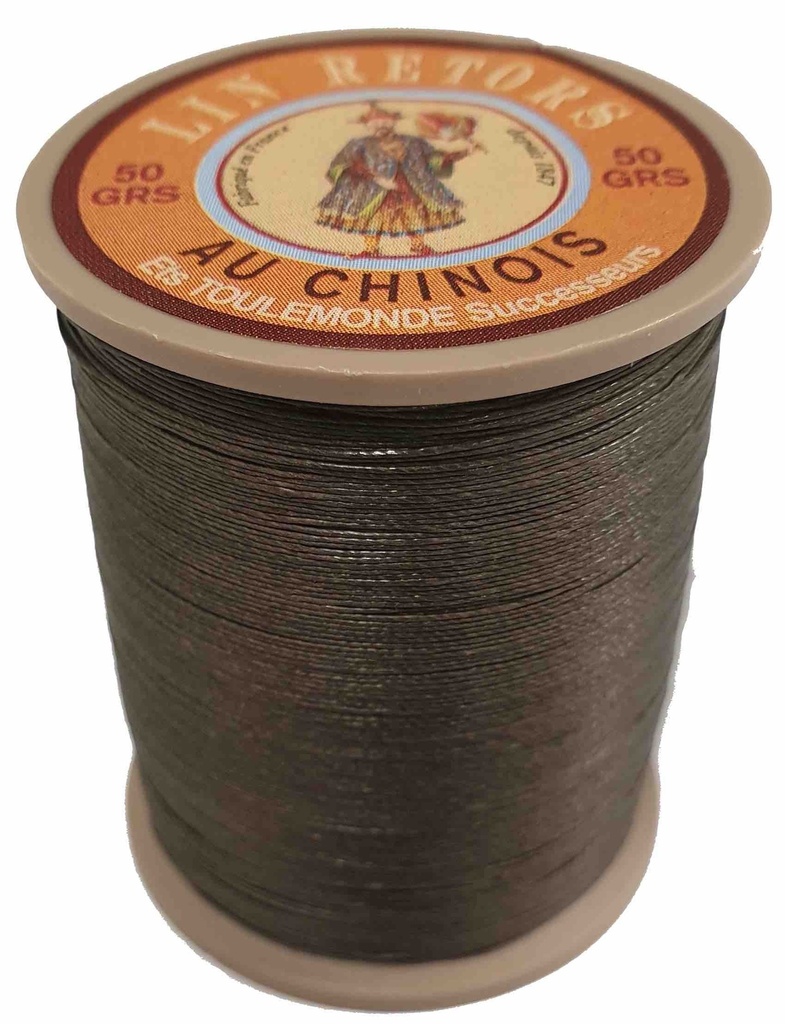 Fil de Lin Retors Extra Glacé N°40 Kaki Foncé 493 - 350 Mètres