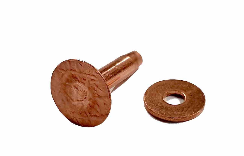 Lot de 6 Rivets Cuivre avec Rondelles à Mater - 11 x 18 mm