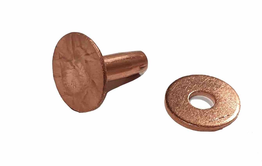 [RIVMATCUIV11280-00] Lot de 6 Rivets Cuivre avec Rondelles à Mater - 11 x 11 mm