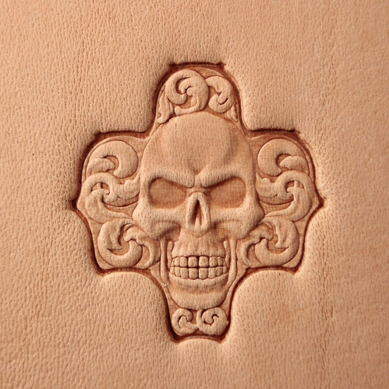 S.N. 383 - SKULL (tête de mort) FLORAL - GÉOMÉTRIQUE - Matoir à Frapper