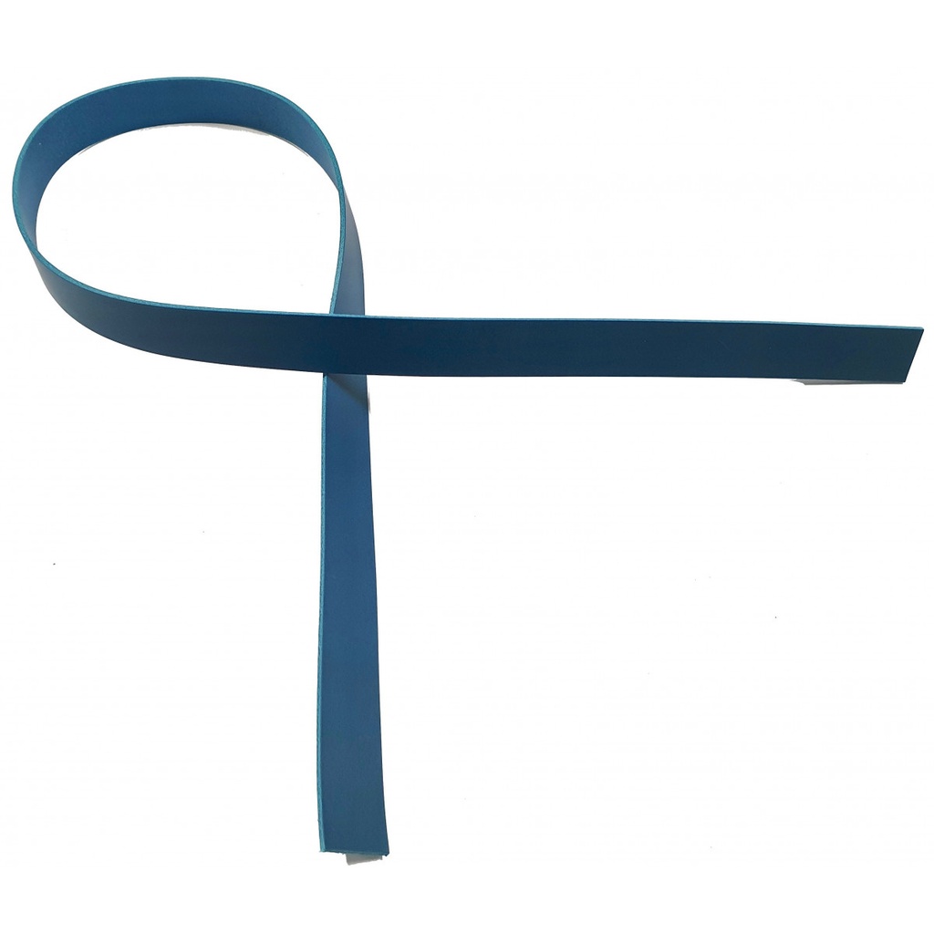 [CUI-LAN-BLE-19-1ER] Lanière de Collet Lisse Bleu  - 19mm - Long mini : 125 cm