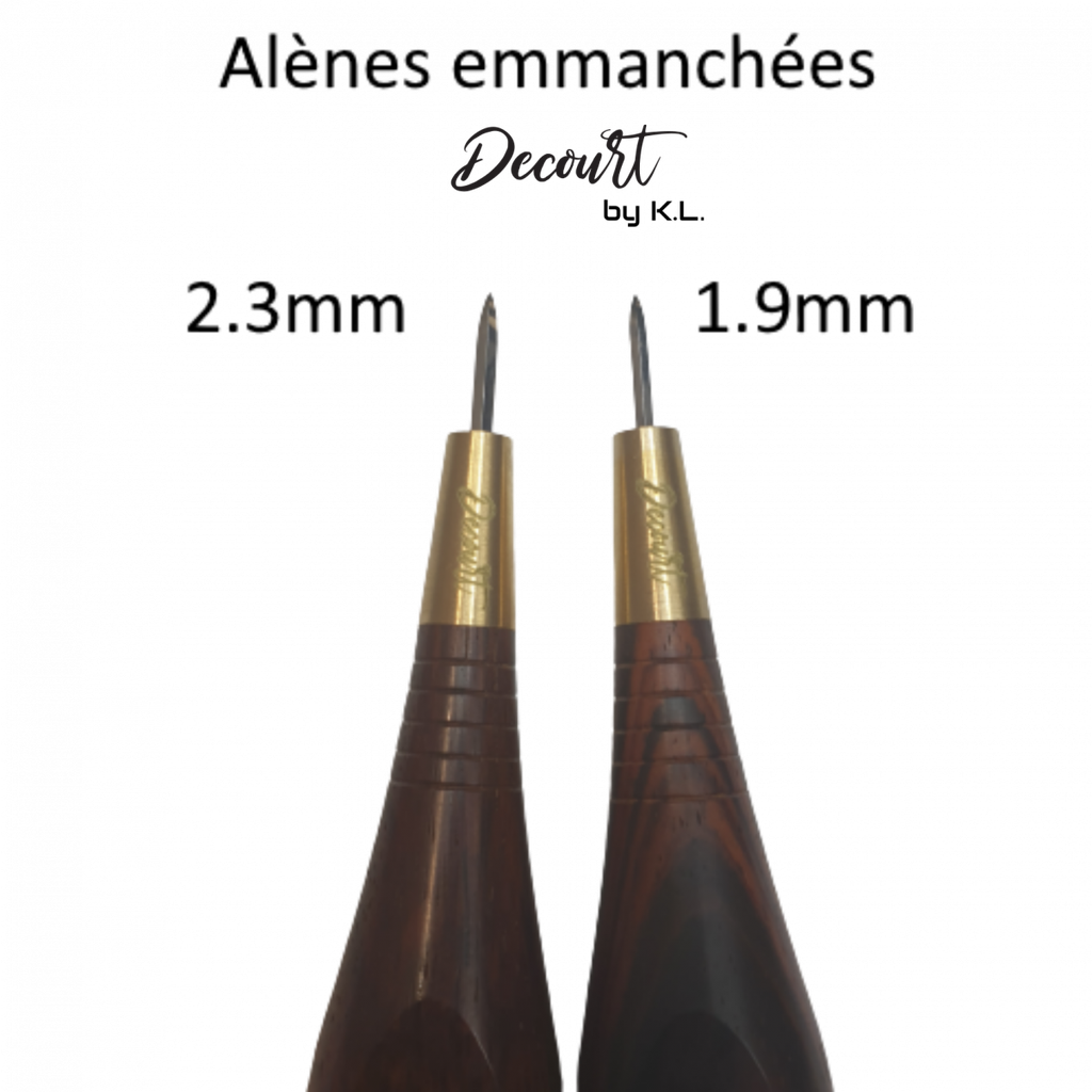 [4357-1.9mm] Alène emmanchée Decourt  - Fer Diamant 1.9 ou 2.3mm (1.9mm)