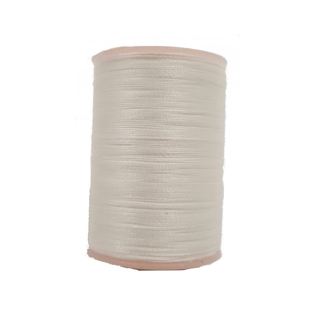 [FOUR-FIL-035-300-S000] Fil Ciré Rond Polyester - Diamètre O,35 mm - Bobine 300 mètres - DECOURT (S000 Blanc)