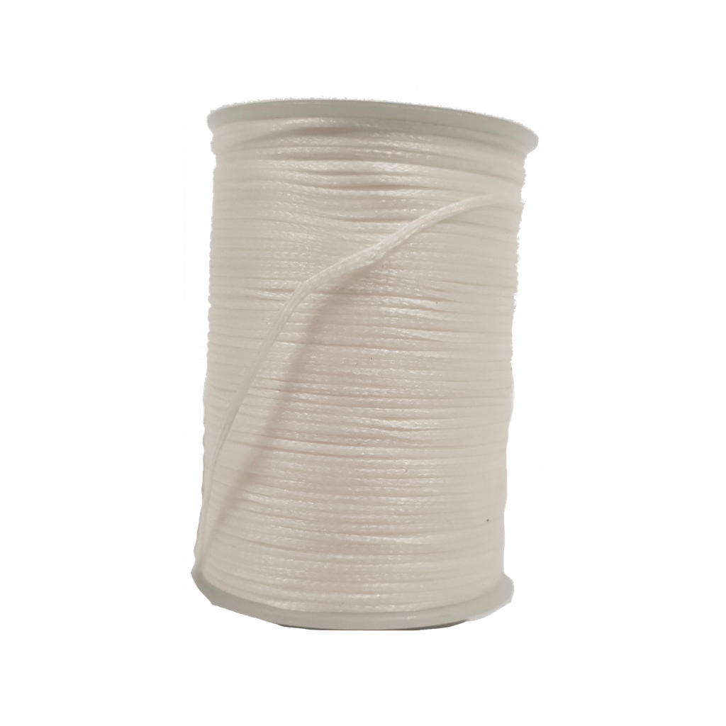 [FOUR-FIL-100-60-S] Fil plat, tressé et ciré - Polyester - 1mm - Bobine 60 mètres - DECOURT (S000 Blanc)