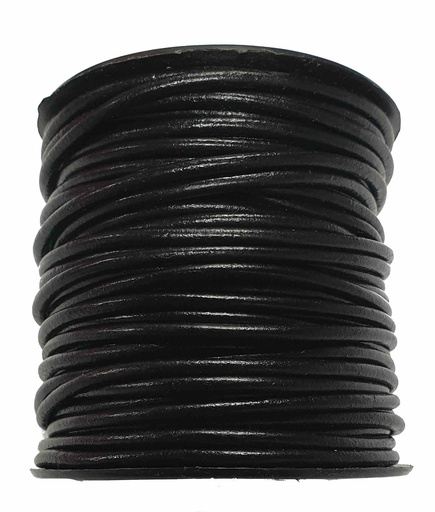 [LACETRONDRL.NR.3-003] LACET ROND - NOIR - 3mm - BOBINE 25 mètres